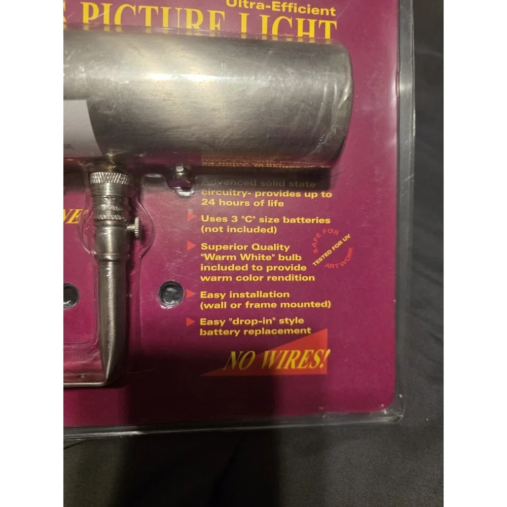 Concept Cordless Picture Light Satin Nickel Slimline New Sealed No Wires